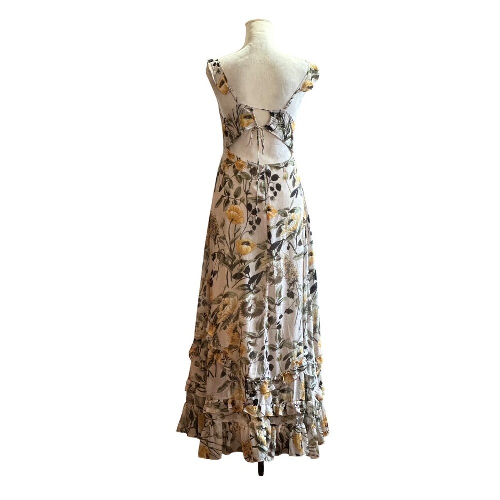 Floral Maxi Dress Ruffle Hem Open Back By Super Natural By Secret Mission READ